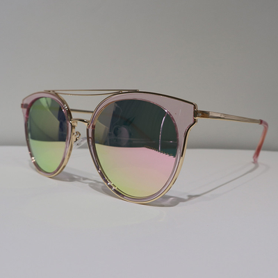 Acetate Transparent Double Bridge Round Sunglasses 22mm Glare Protection Glasses